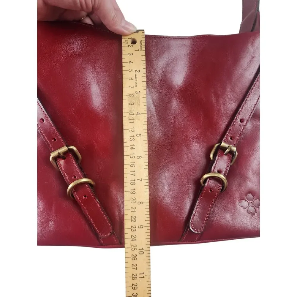 Patricia Nash Elia‎ Hobo shoulder bag ruby red leather purse belt and buckle